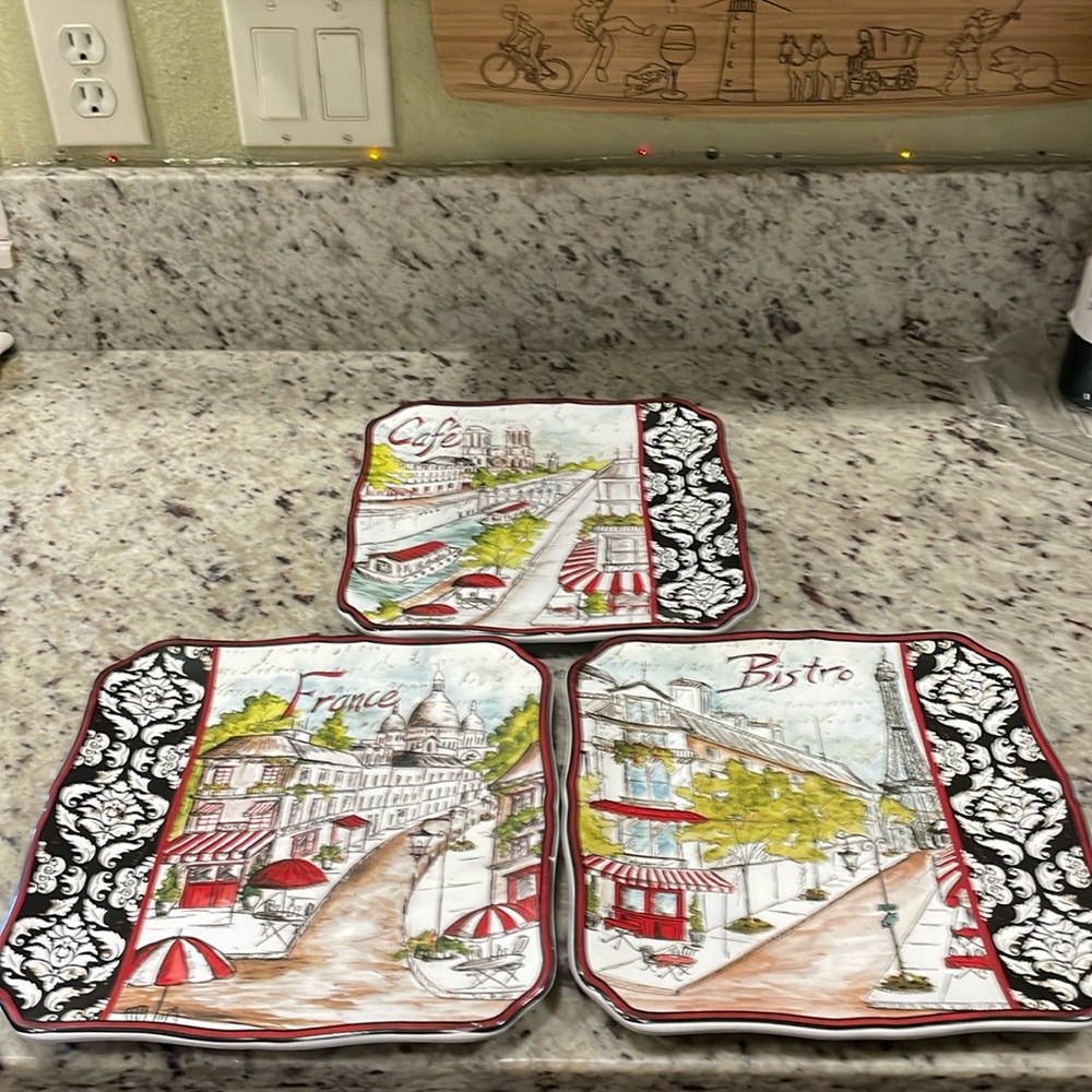 Paris Bistro Decorative Plates Set of 3